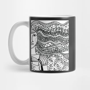 Female with patterned hair Mug